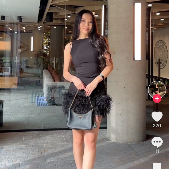 black feather dress zara the second dress i am obsesedddd #foru #fyp #zara #newin #zarahaul #haul #feather #partywear #fashiontiktok #outfitinspo #christmas #trending #viral